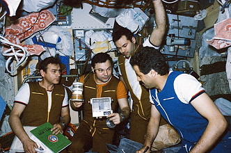 Crew Soyuz TM-3 onboard Mir