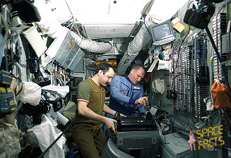 Viktor Afanasiyev and Yuri Usachyov repair something