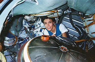 Claudie Andre-Deshays at the hatch