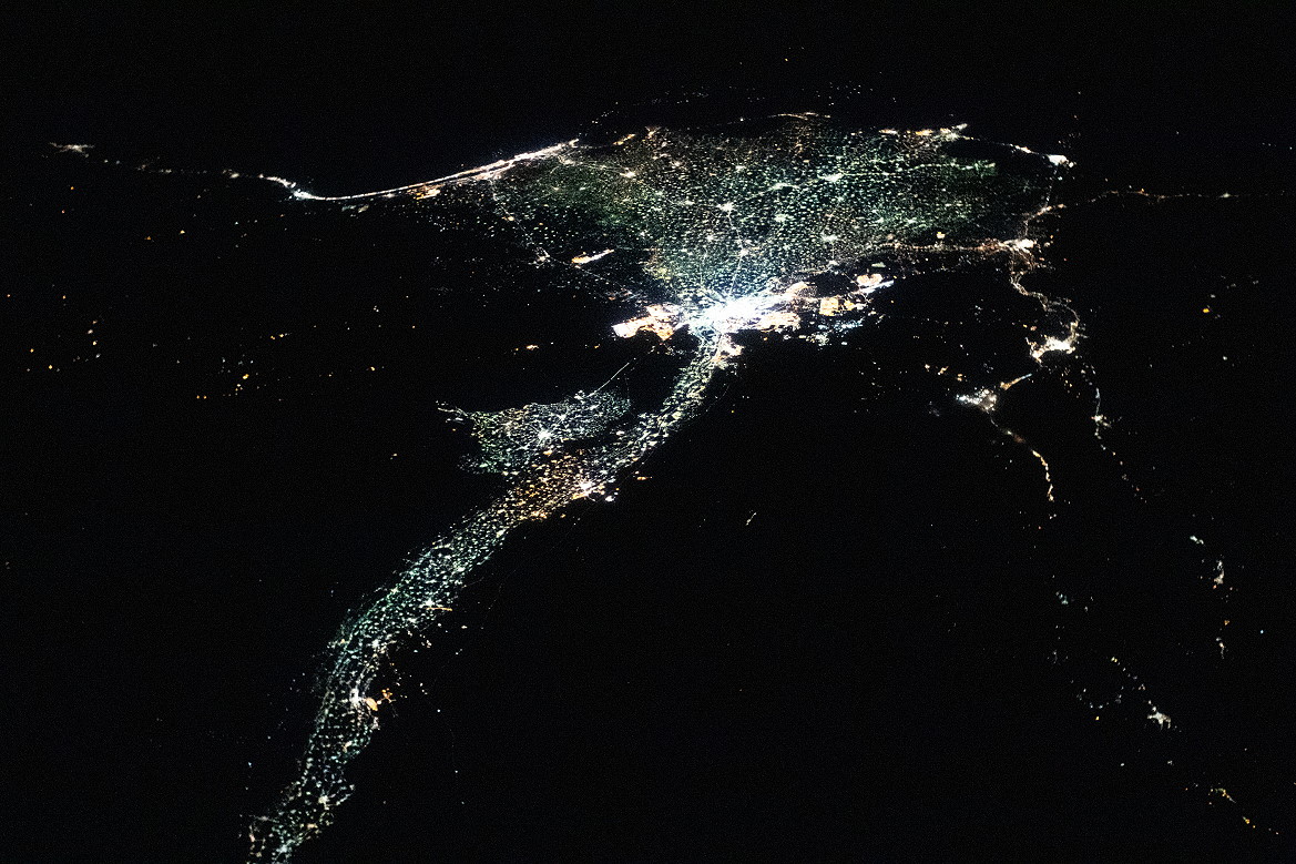 Nile delta at night