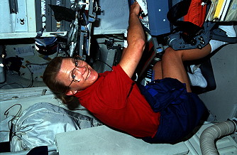 Seddon onboard Space Shuttle