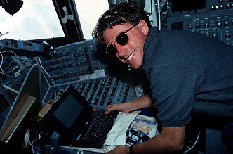 Foale onboard Space Shuttle