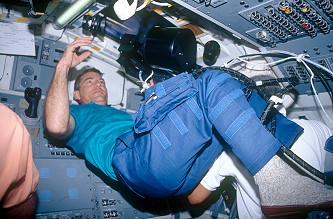 Voss onboard Space Shuttle