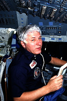 Hartsfield onboard Shuttle