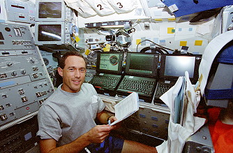 Newman onboard Space Shuttle