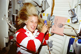 Davis onboard Space Shuttle