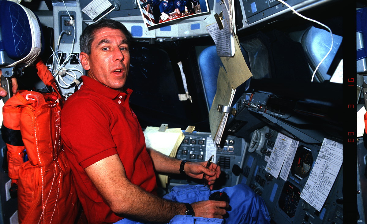 Springer onboard Space Shuttle