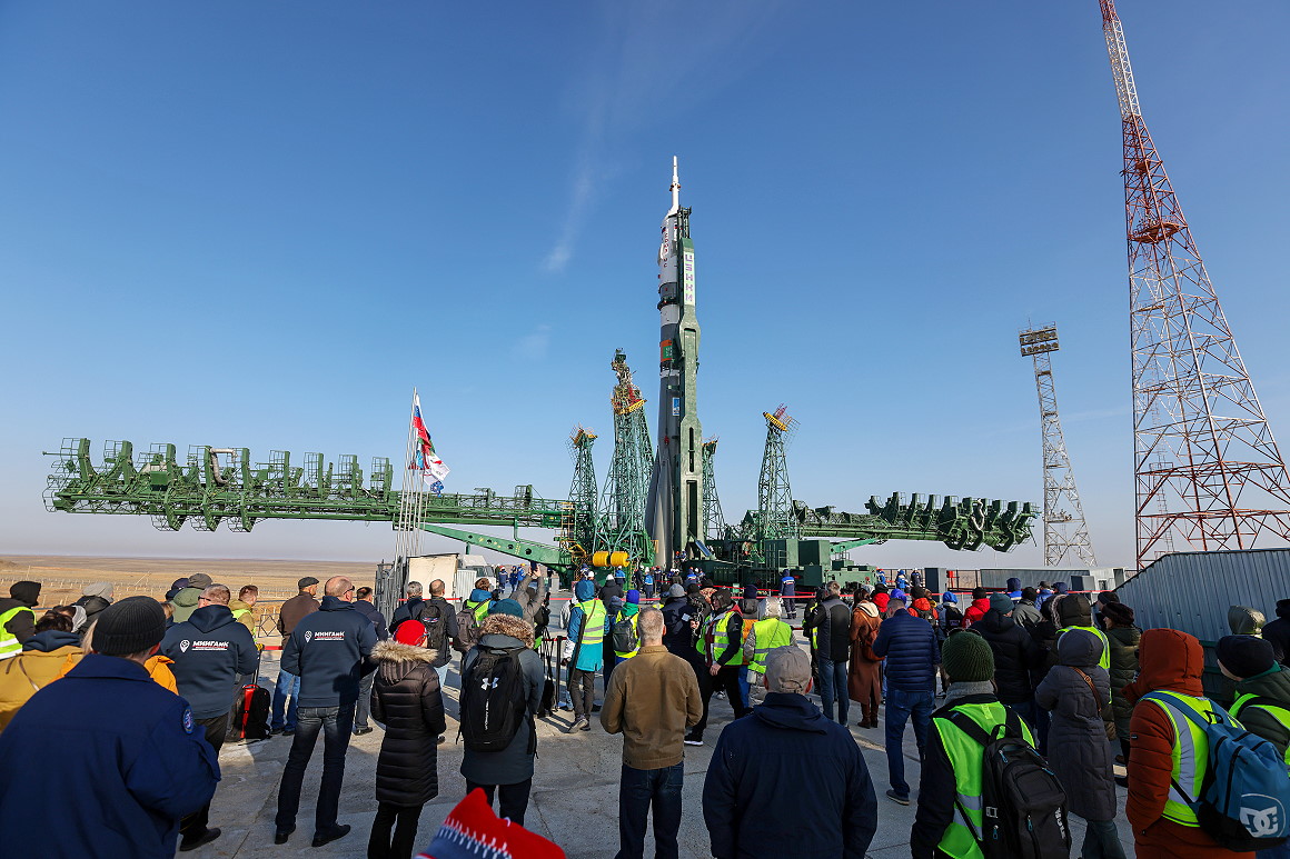 Soyuz MS-25 on the launch pad