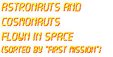 Astronauts and Cosmonauts (sorted by "First Mission")